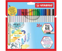 STABILO Pen 68 - fixky so štetcovým hrotom, 24 kusov