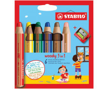 STABILO Woody 3in1 - multifunkčné pastelky, 6 farieb