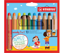 STABILO Woody 3in1 - multifunkčné pastelky, 10 farieb