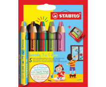 STABILO Woody 3in1 - multifunkčné dvojfarebné pastelky, 5 farieb