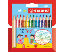 STABILO Trio Thick short - trojhranné krátke pastelky, 12 farieb