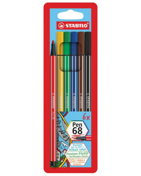 STABILO Pen 68 - fixky, 6 farieb