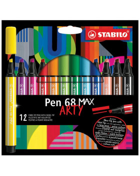 STABILO Pen 68 - fixky s klinovým hrotom, 12 farieb