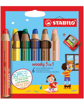 STABILO Woody 3in1 - multifunkčné pastelky, 6 farieb