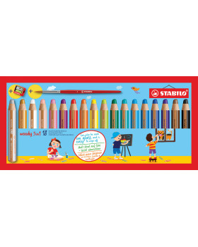 STABILO Woody 3in1 - multifunkčné pastelky, 18 farieb