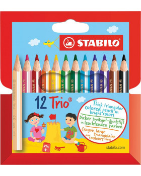 STABILO Trio Thick short - trojhranné krátke pastelky, 12 farieb